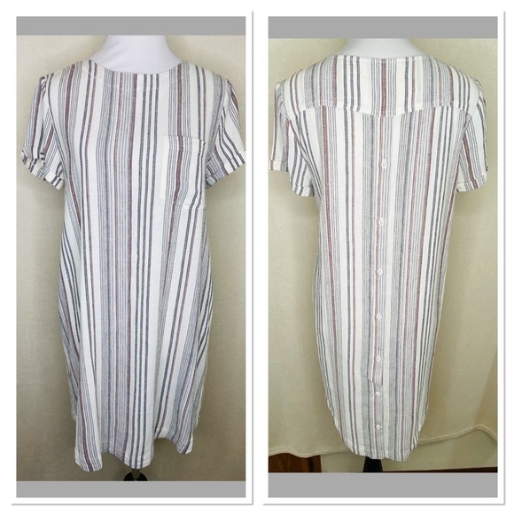 Cloth & Stone striped button back dress - Picture 1 of 8